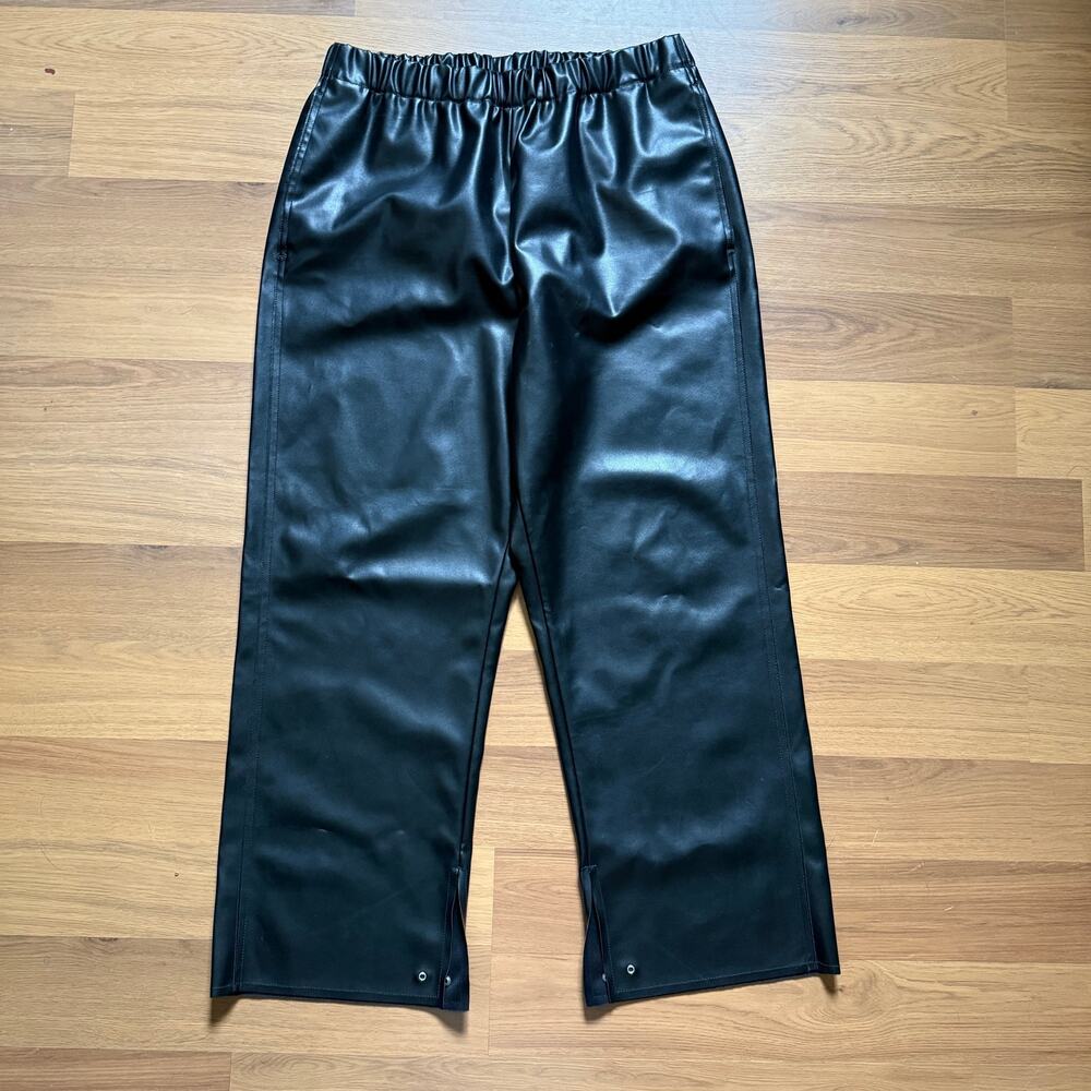 Women's MM6 Maison Margiela Black Faux Leather Straight Leg Casual Pants Sz M